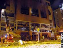 The multistory club El Nogal in northern Bogota was damaged by an explosion Friday night.