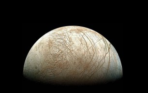 Europa, one of Jupiter's moons. Photo by NASA/JPL/Ted Stryk